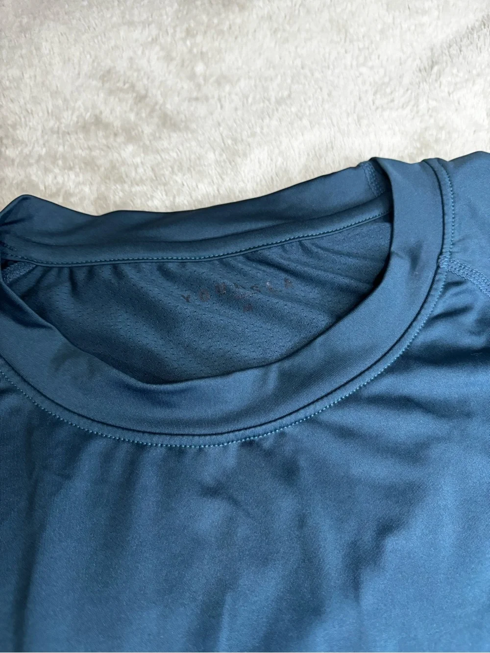 YoungLA Men's Short-Sleeve Swim Rash Guard - Teal Blue